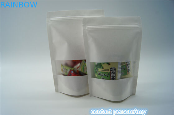 W magazynie Wyczyść okno Kraft woreczki papieru Resealable Zipper For Food Packaging