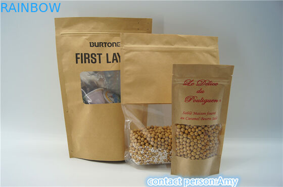 Kraft Paper Resealable Ziplock Stand Up woreczki / woreczki opakowaniowe