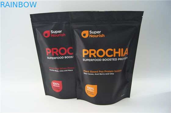 Matowy aluminiowy worek na proszek serwatkowy z białka serwatki / folia aluminiowa, stojące na zamek błyskawiczny