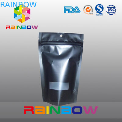 Wielokrotnego użytku Matowy czarny Doypack Ziplock Coffee Bag Wklęsłodruku Moisture Proof