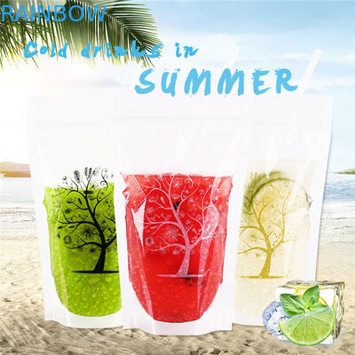 Zipper Reusable Clear Drinking Beverage Bag / Transparent Plastic Bag Na koktajl