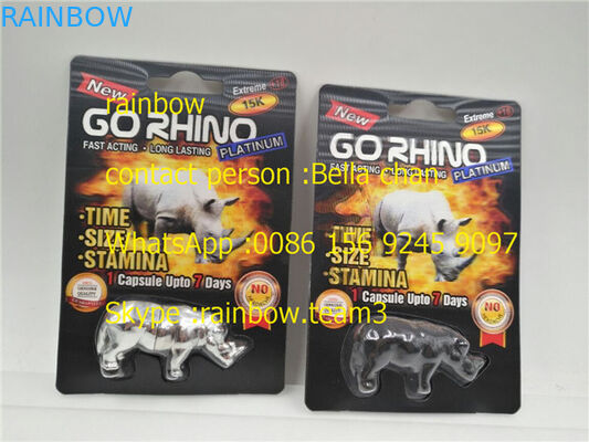 Rhino King USA Opakowanie pigułek seksualnych / Go Rhino Pill Case / Rhino 7 Plastic 3D Card