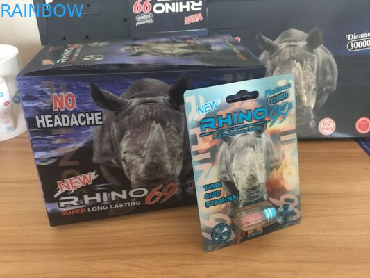 Gorąca sprzedaż tabletki wzmacniające męskie Rhino kartą opakowania i wyświetlacz z efektem 3D