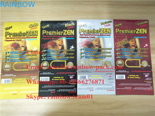 Opakowanie blistrowe PremierZen Gold Male Enhancement w magazynie z efektem 3D