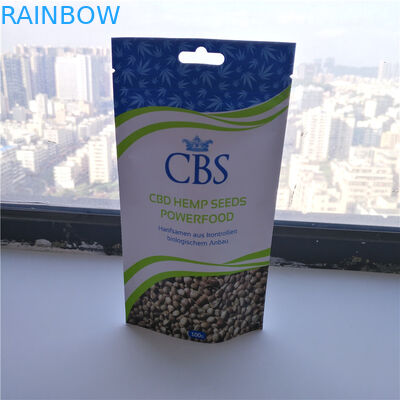Matte White Hemp Seeds Resealable Packaging Bags, Plastic Pouch Packaging