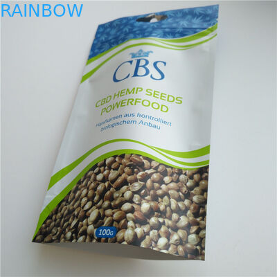 Matte White Hemp Seeds Resealable Packaging Bags, Plastic Pouch Packaging