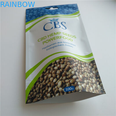 Matte White Hemp Seeds Resealable Packaging Bags, Plastic Pouch Packaging