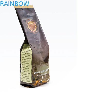 Niestandardowy 250g 500g 1 kg kwadratowy blok z płaskim dnie ziplock torebka do pakowania w ziarnko kawy