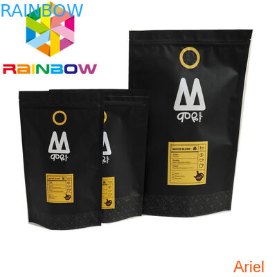 Plastikowy zamek z matowego czarnego worka na przekąskę Stojak na kawę z możliwością wielokrotnego zamykania