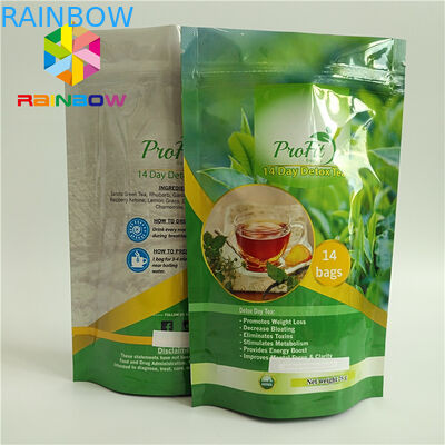 Dostosowana folia aluminiowa Stand Up Torebki do herbaty Opakowanie Round Bottom Glossy Finish