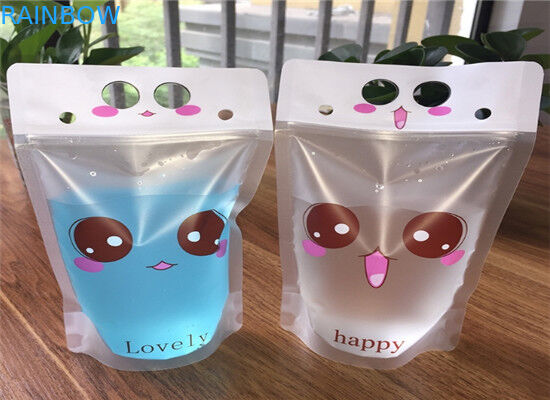 Torby na drinki Stand Up Custom Custom Printing Certyfikat CMYK Color FDA Z uchwytem