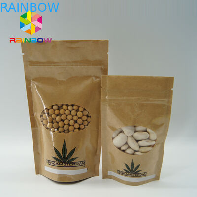 Worki papierowe z naddatkiem na krosom Owalne okno do żywności / suchego mięsa / produktów morskich