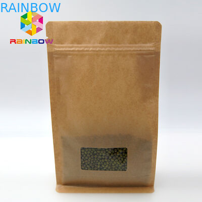 Window Kraft Paper Bags Zipper Top Sealing Dostosowany kolor do pakowania żywności