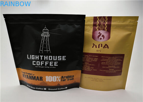 Czarny Mylar Plastikowe torby do pakowania Zip Lock Stand Up na kawę i herbatę