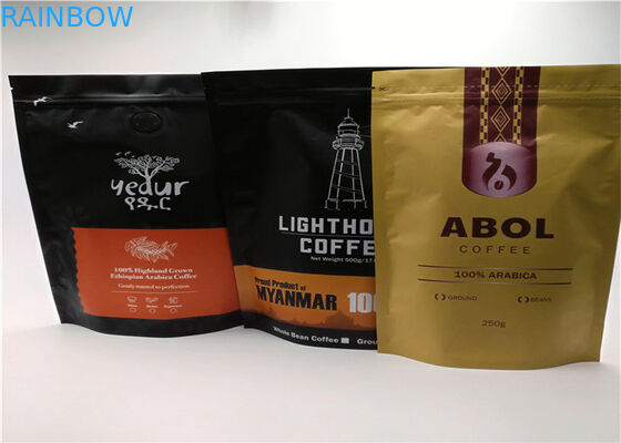 Czarny Mylar Plastikowe torby do pakowania Zip Lock Stand Up na kawę i herbatę