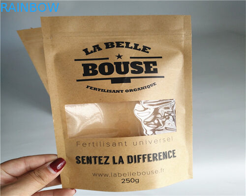 Front Side Clear Dostosowane torby papierowe na proszek / słodycze / kawę