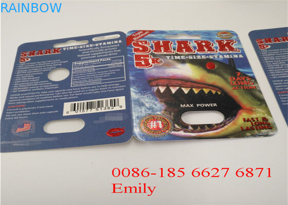 Dostosowane logo Blister Opakowanie kartonowe PET Materiał do tabletek wzmacniających samca