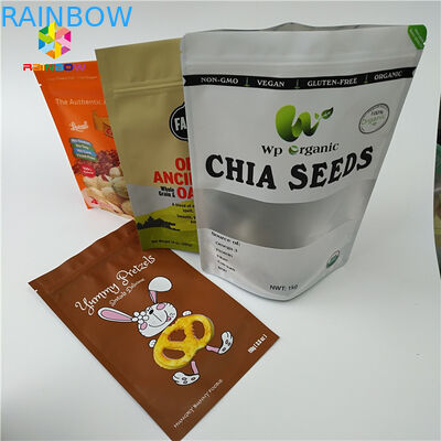 Food Grade Protein Powder Dry Nut Stand Up Zipper Pouch Transparent Bag Packaging