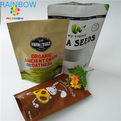 Food Grade Protein Powder Dry Nut Stand Up Zipper Pouch Transparent Bag Packaging