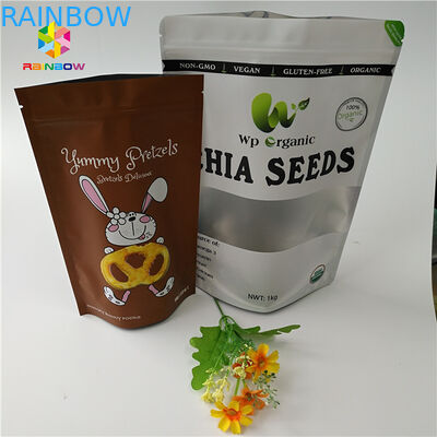 Food Grade Protein Powder Dry Nut Stand Up Zipper Pouch Transparent Bag Packaging