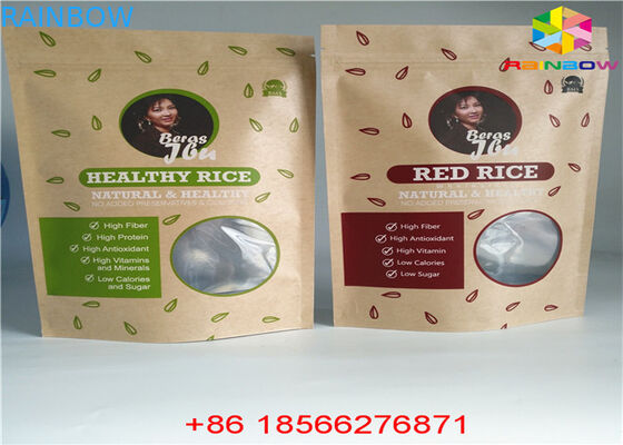 Wielokrotnego użytku Dostosowane torby papierowe Pokrowiec na żywność Stand Up Ziplock Odporność na zapach z oknem