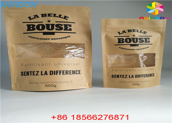 Wielokrotnego użytku Dostosowane torby papierowe Pokrowiec na żywność Stand Up Ziplock Odporność na zapach z oknem