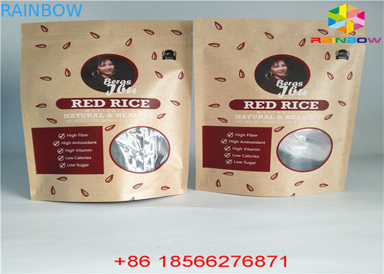 Wielokrotnego użytku Dostosowane torby papierowe Pokrowiec na żywność Stand Up Ziplock Odporność na zapach z oknem