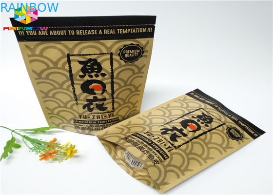 Ziplock Niestandardowe drukowane torby papierowe Żywności Stand Up Etui Brown Kraft Paper With Window