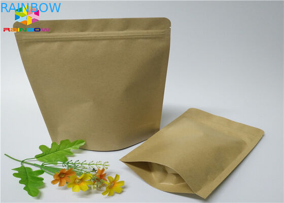 Kraft Dostosowane torby papierowe Nakrętka Craft Sugar Snack Food Window Packaging Ziplock
