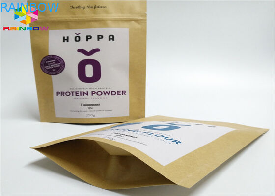 Kraft Dostosowane torby papierowe Nakrętka Craft Sugar Snack Food Window Packaging Ziplock