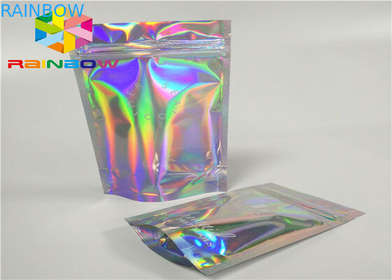 Torebka foliowa Laser Mylar z przezroczystą stroną do lakierowania brokatowego pudru do pakowania torebek foliowych z hologramem kosmetycznym