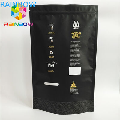 Pokrowiec z tworzywa sztucznego w opakowaniach z tworzywa sztucznego, czarna, matowa, czarna torba na kawę Ziplock FDA z oznaczeniem