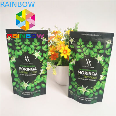 Worek plastikowy Stand Up Ziplock Opakowanie z folii aluminiowej w kolorze zielonej herbaty Matcha w proszku