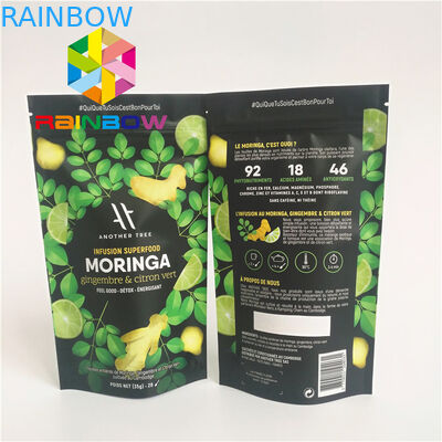 Worek plastikowy Stand Up Ziplock Opakowanie z folii aluminiowej w kolorze zielonej herbaty Matcha w proszku