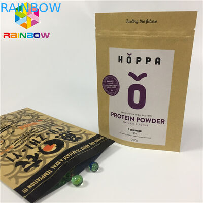 Resealable Customized Paper Bags Self Stand Up Snack Natural Kraft Paper Pouch