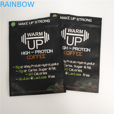 Matte Black Biodegradowalne etui typu Stand Up Zipper Plastic Mylar Coffee Sachet Packaging