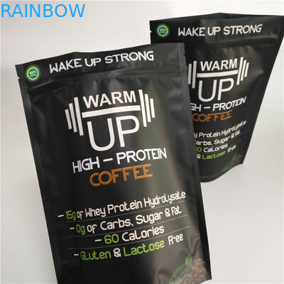 Matte Black Biodegradowalne etui typu Stand Up Zipper Plastic Mylar Coffee Sachet Packaging
