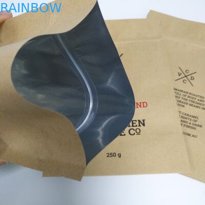 Kraft Brown Paper Snack Bag Packaging Stand Up Pouch Flat Bottom With Zipper