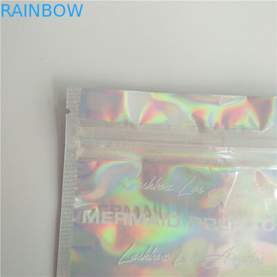 Stand Up Torby holograficzne z przednim przezroczystym i tylnym efektem holograficznym dla rzęs Comestic Packaging