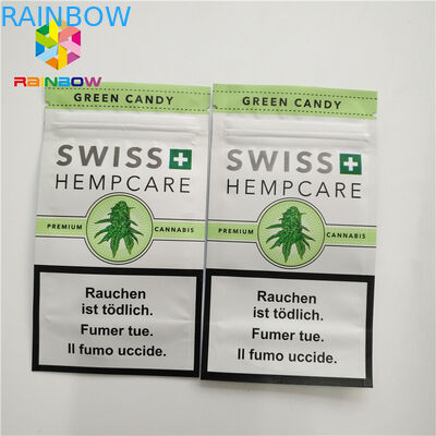 Resealable Herbal Incense Packaging Plastic Pouch 3 Side Sealed Z Zipper Tear Notches