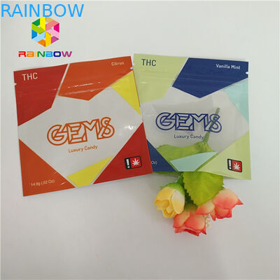 Resealable Herbal Incense Packaging Plastic Pouch 3 Side Sealed Z Zipper Tear Notches