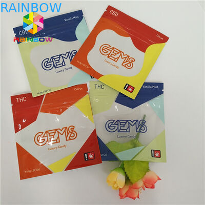 Resealable Herbal Incense Packaging Plastic Pouch 3 Side Sealed Z Zipper Tear Notches