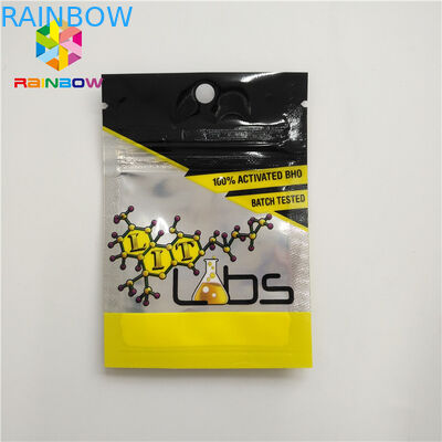 Resealable Herbal Incense Packaging Plastic Pouch 3 Side Sealed Z Zipper Tear Notches