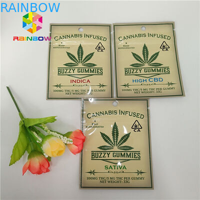 Resealable Herbal Incense Packaging Plastic Pouch 3 Side Sealed Z Zipper Tear Notches