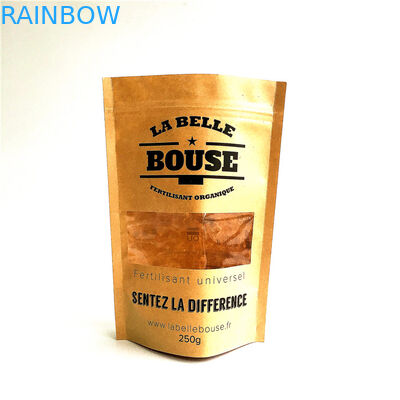 Recyclable Customized Paper Bags Natural Zip Lock Stand Up Pouch With Window