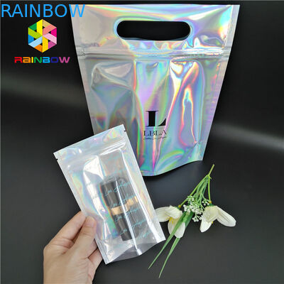 Plastikowa torba kosmetyczna Hologram Mylar Zipper CMYK Kolor z przezroczystym oknem