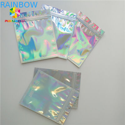 Plastikowa torba kosmetyczna Hologram Mylar Zipper CMYK Kolor z przezroczystym oknem