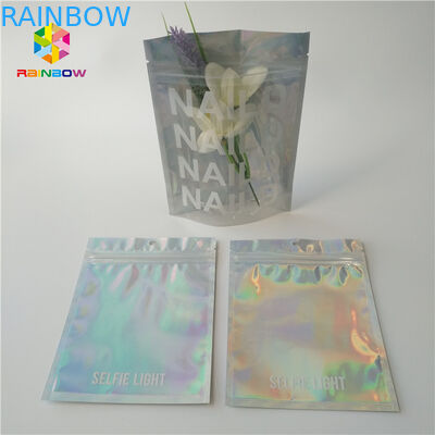 Plastikowa torba kosmetyczna Hologram Mylar Zipper CMYK Kolor z przezroczystym oknem