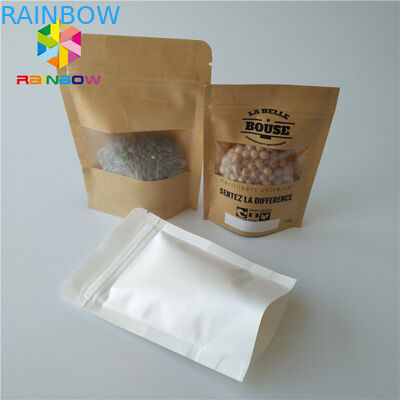 Stand Up Pouches Paper Box Packaging Food Grade With Clear Rectangular / Oval Window