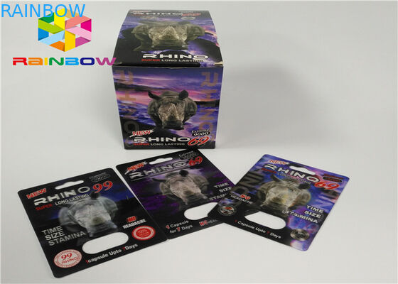 Plastikowa butelka Blister Włóż kartę Male Enhancement Pills 3d Pakowanie z kart / Display Box